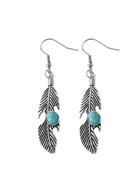 Жіночі сережки в стилі Бохо Перо 6.5 см сріблясті fatr1538 Liresmina Jewelry (299375592)