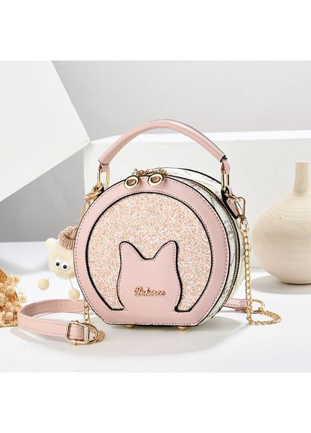 Детская круглая сумочка с блестками для девочек из экокожи розовая No Brand (351536878)