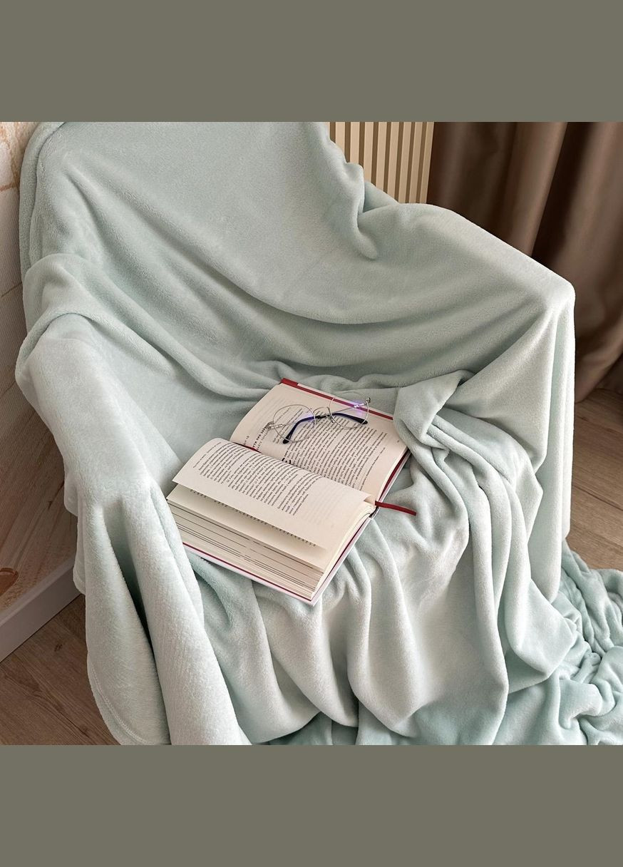 Плед Фланель (Велсофт) Ментол Двоспальний розмір 180х220 Lelit (334880525)