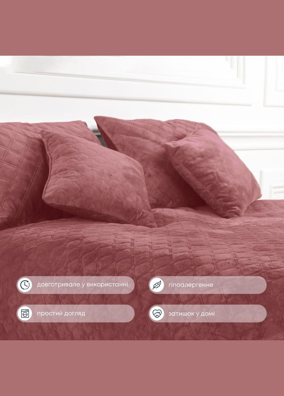 Покрывало Велюровое мягкое Mesa Rose размер 220х240 см ромб/круглый ТЕП (323645231)