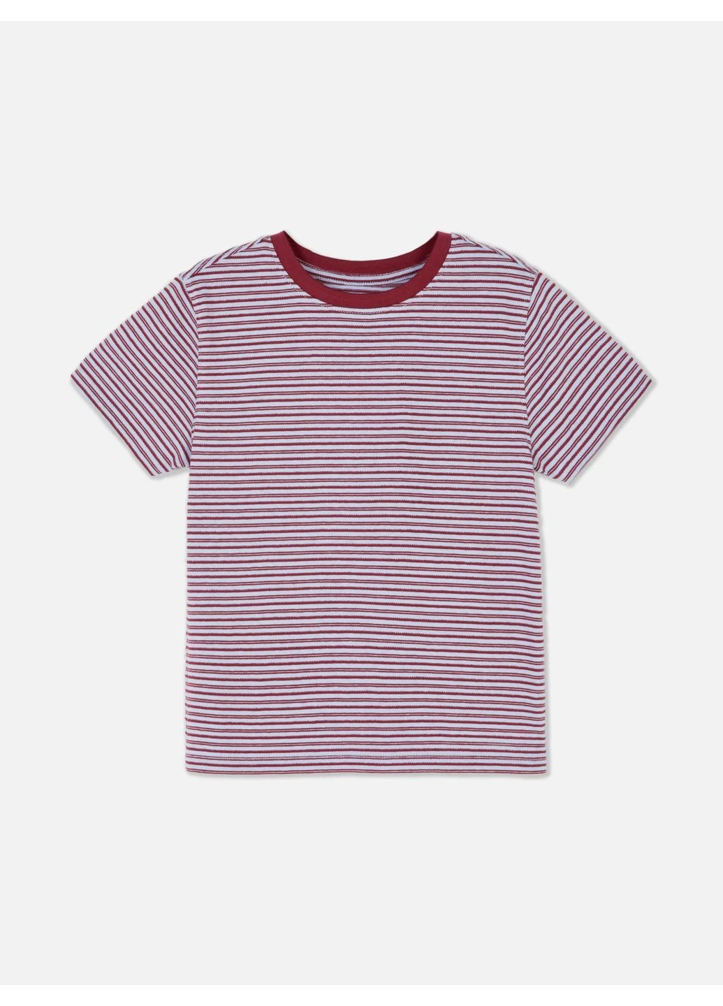 Голубая футболка basic,голубой-бордовый в полоску, Primark