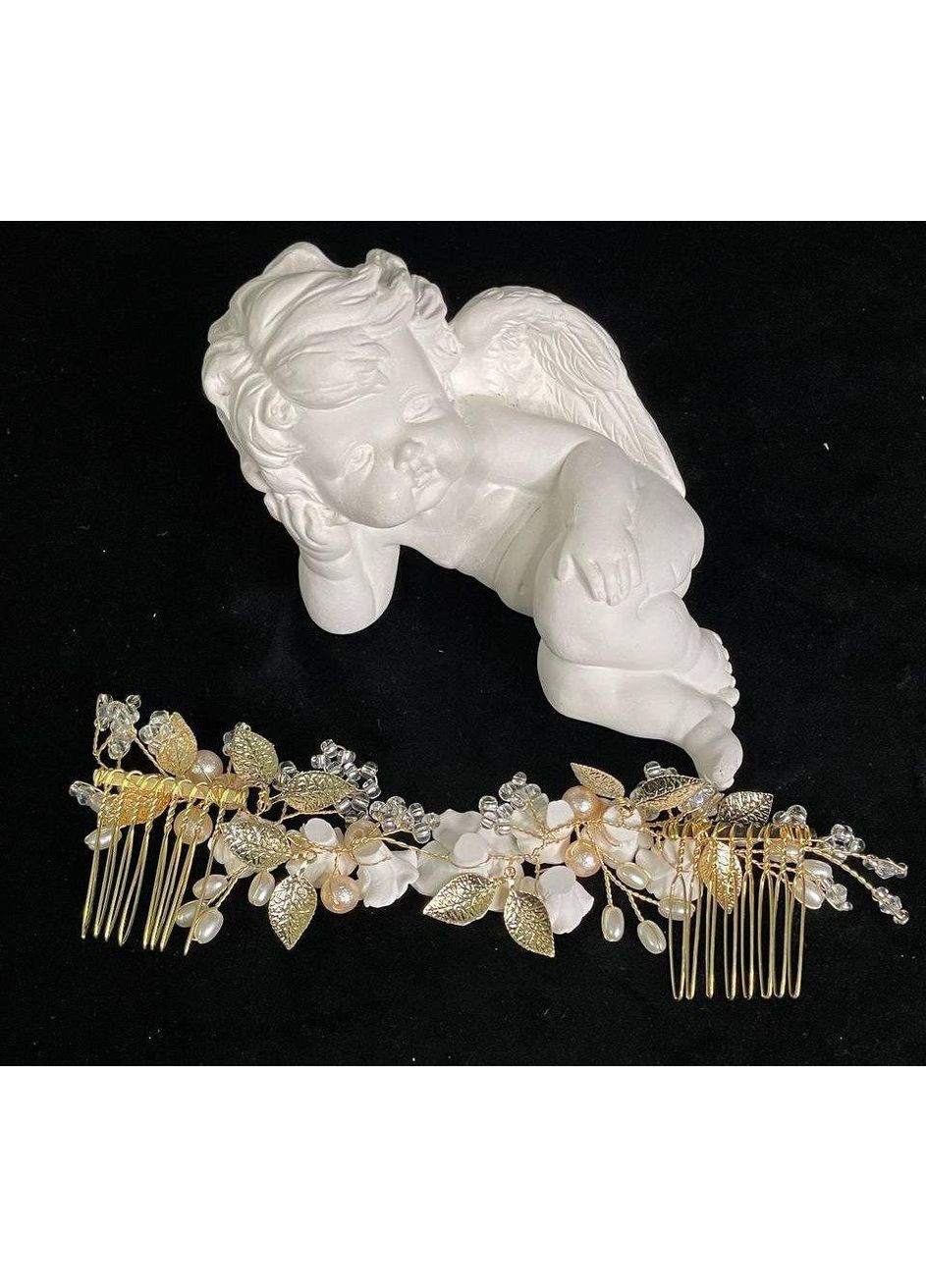 Гребінь для волосся з квітами та перлами Елегантний гребінь ручної роботи Гребінь з квітами No Brand (369162727)
