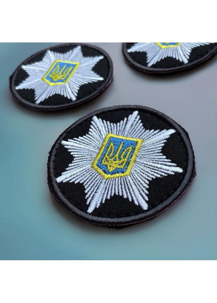 Набір шевронів 2 шт на липучці Кокарда Поліція кругла 6 см вишитий патч нашивка шеврон Поліції IDEIA (386250486)