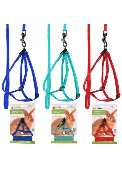 Rabbit Y-Harness with Leash ФЛАМИНГО Y-шлей и поводок для кролика 22-35/20-30 см, в ассортименте (5400274730132) Flamingo (343582357)