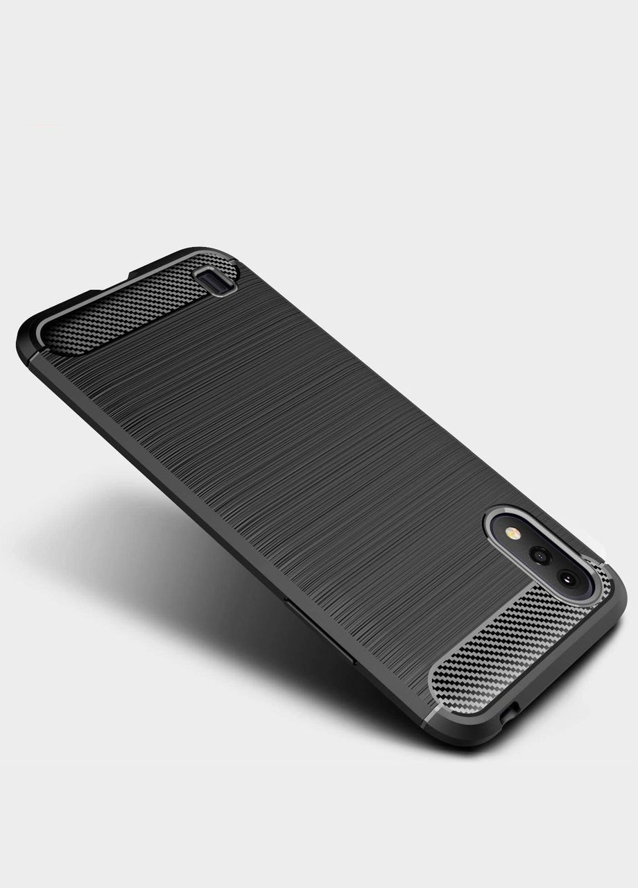 Силіконовий чохол для Samsung Galaxy A01 Чорний бампер під карбон Ultimate Experience (322506691)