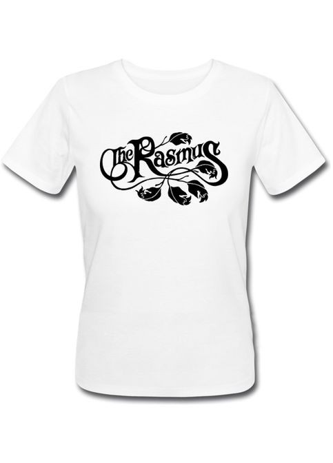 Черная летняя женская футболка the rasmus - leaf logo (белая) Fat Cat