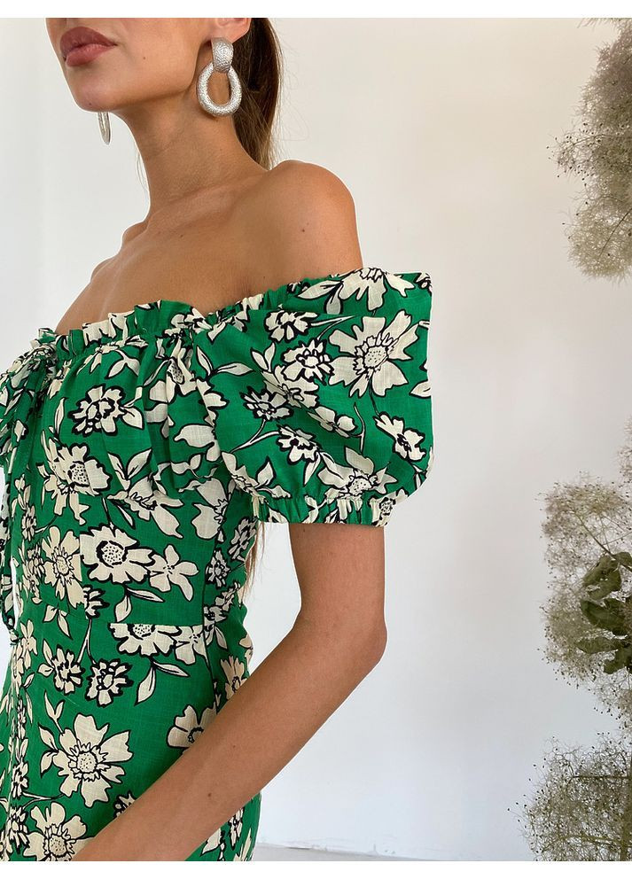 Зелена сукня laura квітка квітка на зеленому milirud