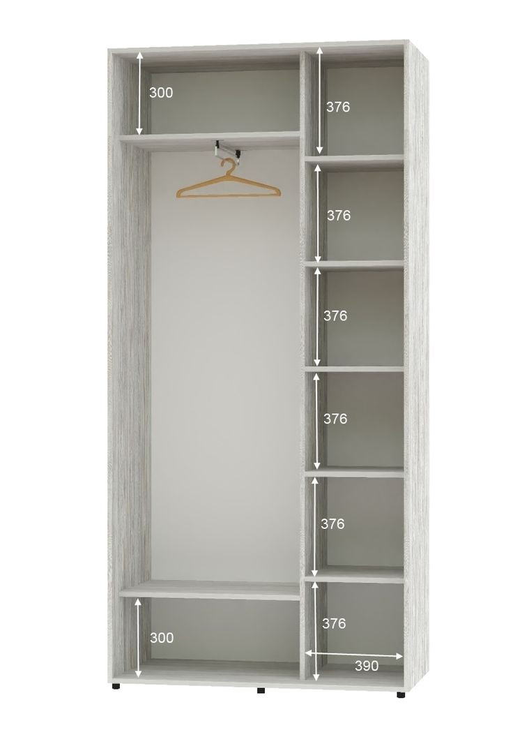 Шкаф-купе двухдверный 110*45*230 Сосна Натти 2 двери ДСП Алекса (360479050)