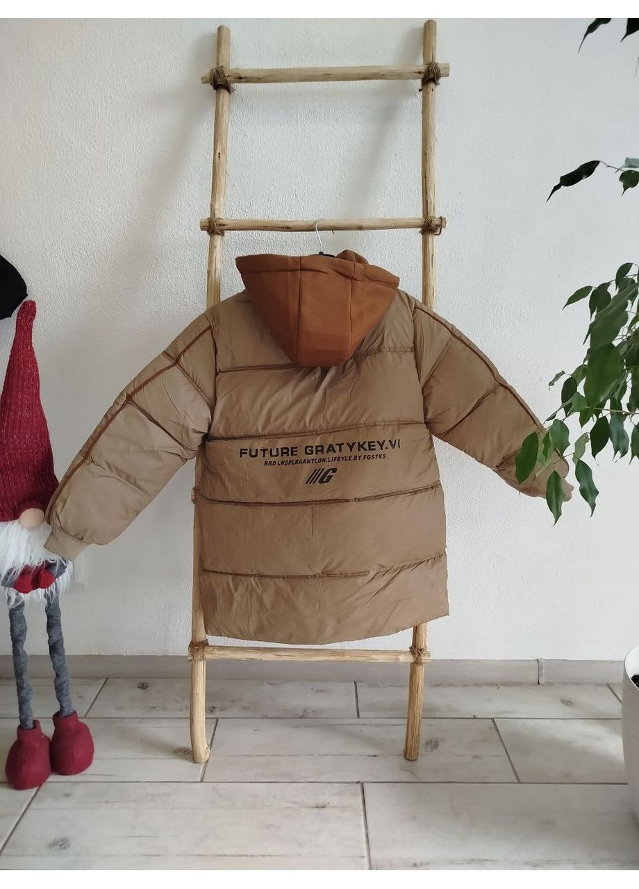 Бежева зимня дитяча зимова куртка gravity key з м’яким утеплювачем No Brand