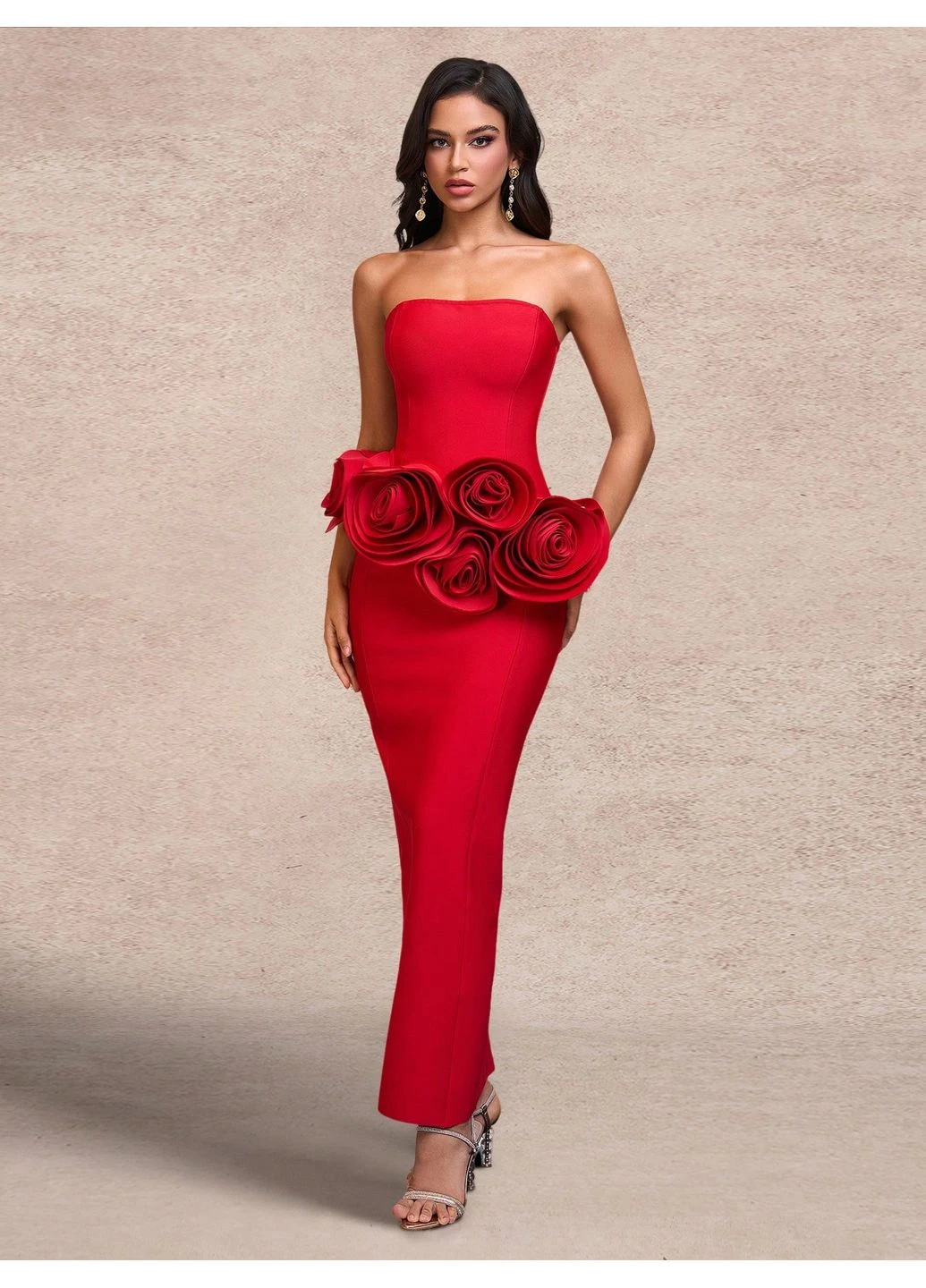 Красное платье SHEIN однотонное
