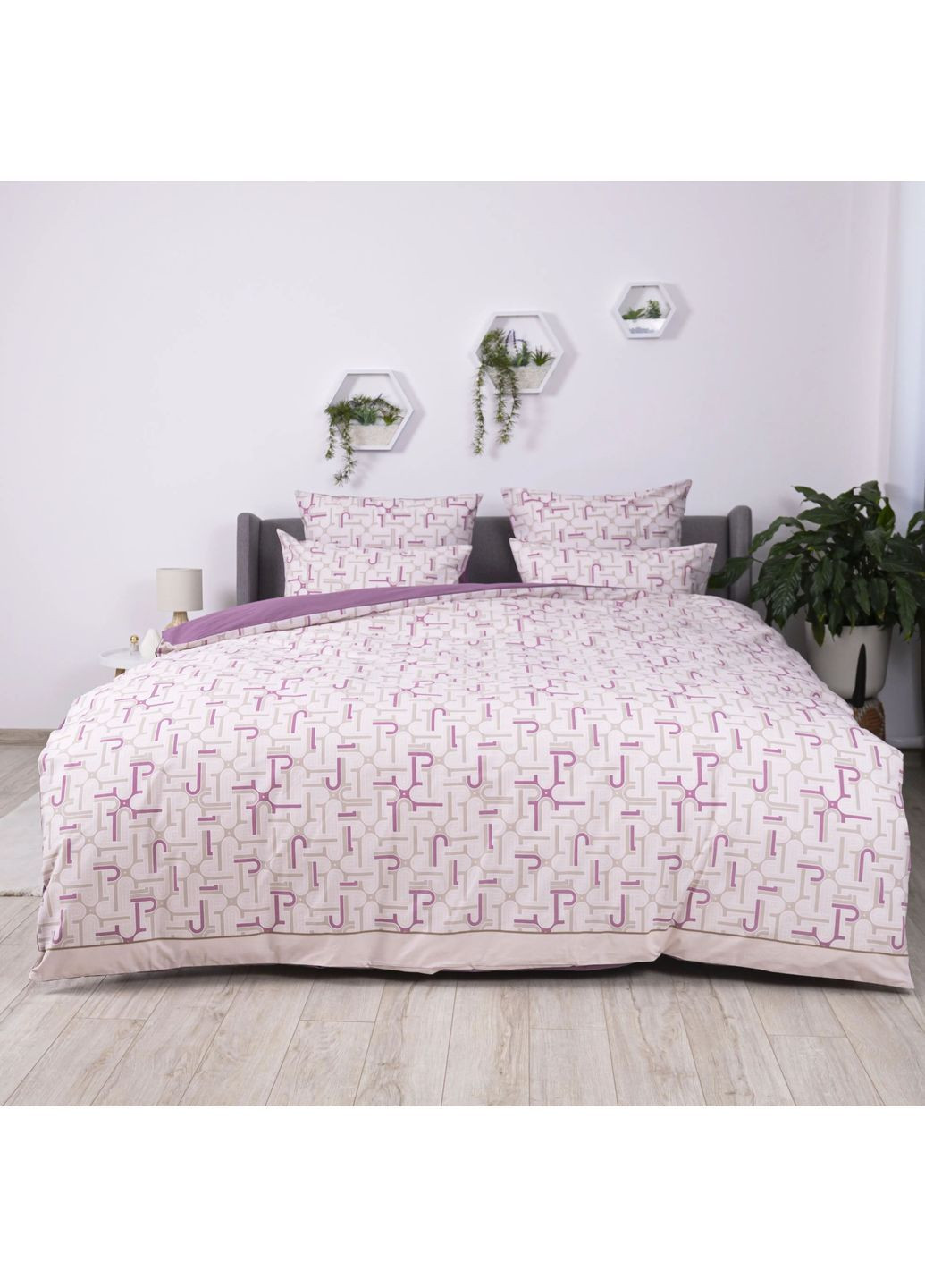 Комплект полуторний постільної білизни з наволочками 70*70 см, 115 гр/м2 Нескінченність Рожевий (13970150215) ТЕП (364099925)