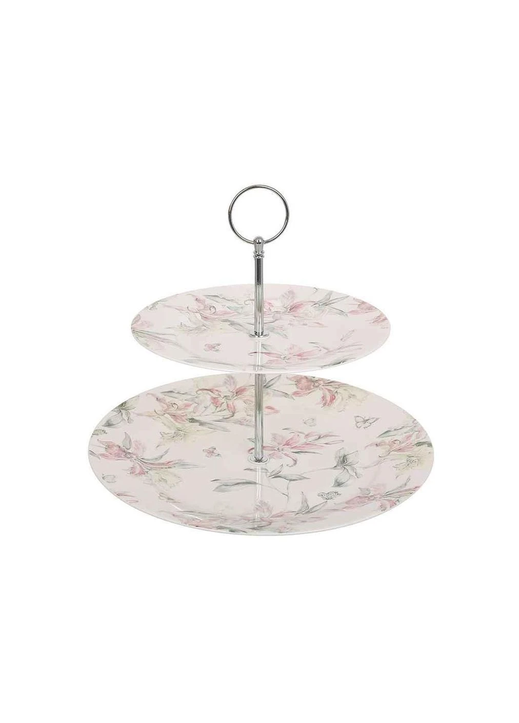 Фруктовниця порцелянова двохярусна 19/27см Pink Orchid ТМ BonaDi (376180308)