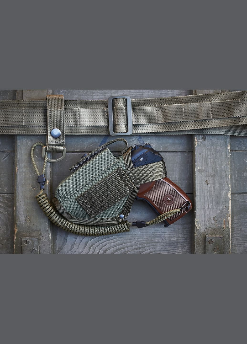 Шнур страхувальний кручений Тренчик-карабін (паракорд, олива) Grand Way (342375051)