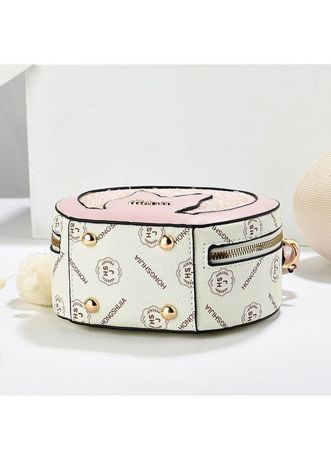 Дитяча міні сумочка кругла з блискітками для дівчаток з екошкіри біла No Brand (351536977)