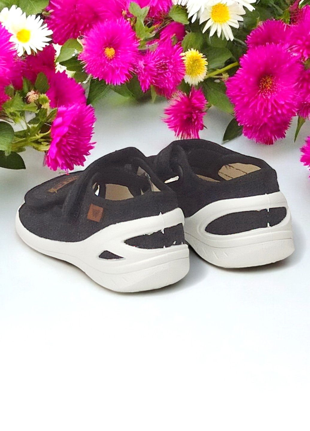 Дитячі відкриті тапочки капчики для хлопчика ортопедичні текстильні босоніжки Адам новий чорні Waldi (301524822)