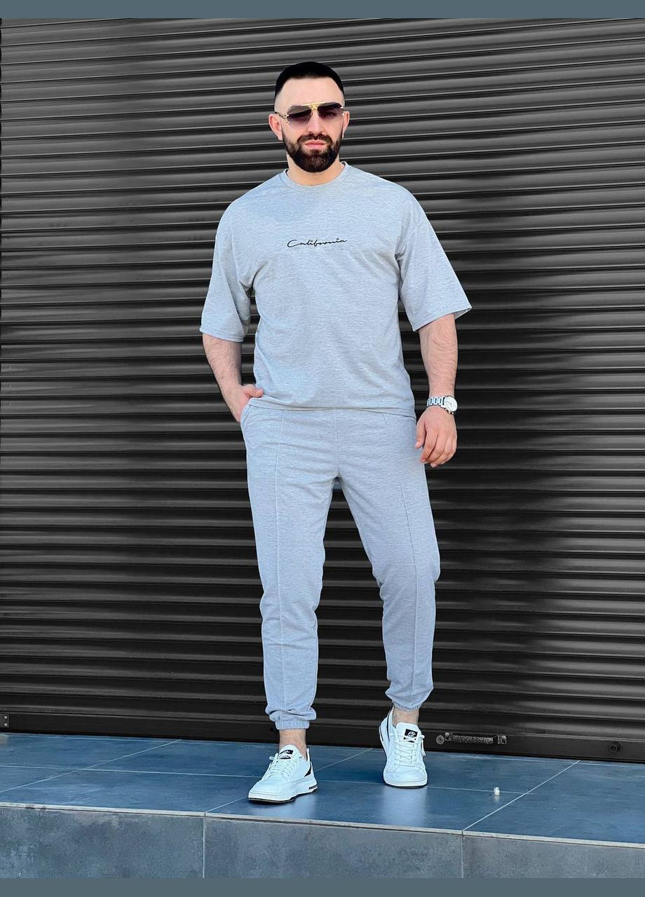 Серый летний мурской костюм брючный FINO Mode