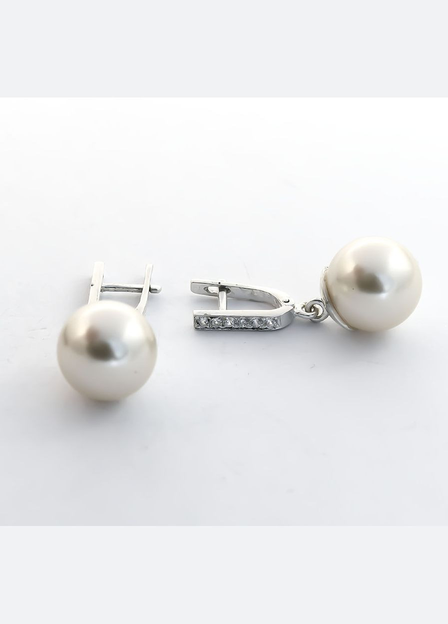 Серьги с большим жемчугом 8616 Maxi Silver (337133101)
