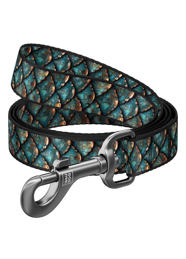Поводок для собак нейлоновый Nylon, рисунок "Чешуя", S, Ш 15 мм, Дл 300 см WAUDOG (361306289)
