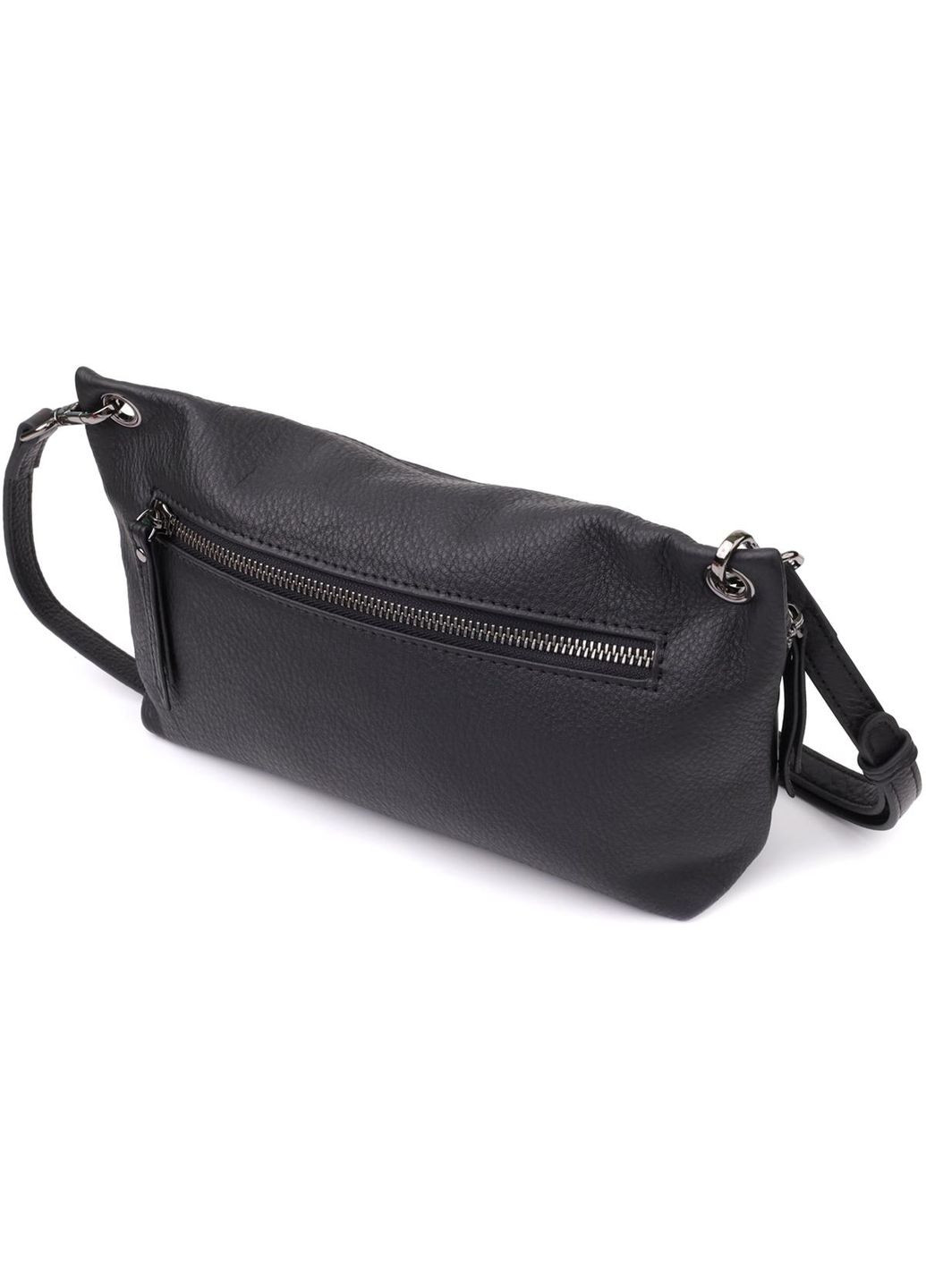 Сумка клатч через плече жіноча з натуральної шкіри для телефону та для документів маленька Чорний 38303 Vintage (355245182)