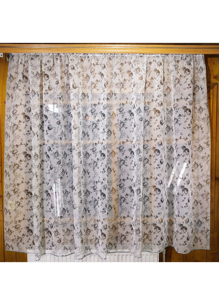 Фіранка коротка готова Класік прованс троянда сіра No Brand (372133748)