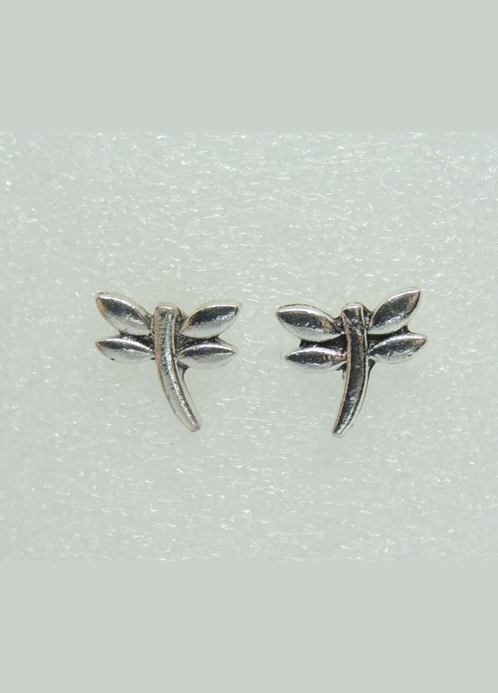Серьги серьгигвоздики (пусеты) Стрекоза серебристый Liresmina Jewelry (285110888)