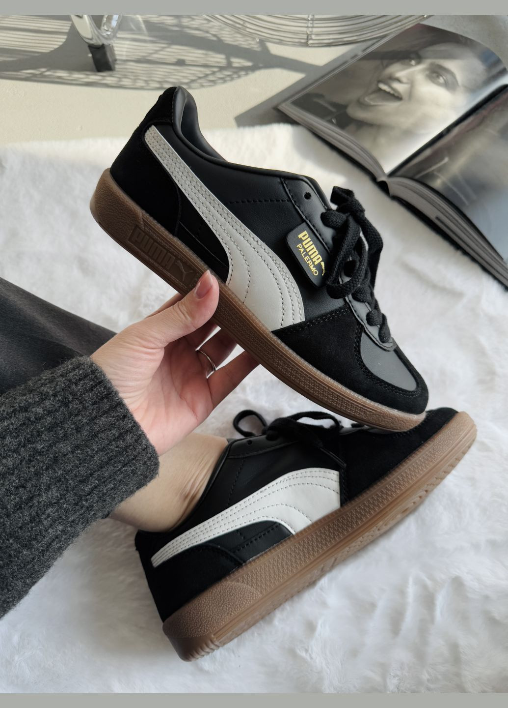 Кросівки жіночі і чоловічі Puma Palermo Leather Black White Gum | Пума Палермо чорні No Brand чорні демісезони (339604466)