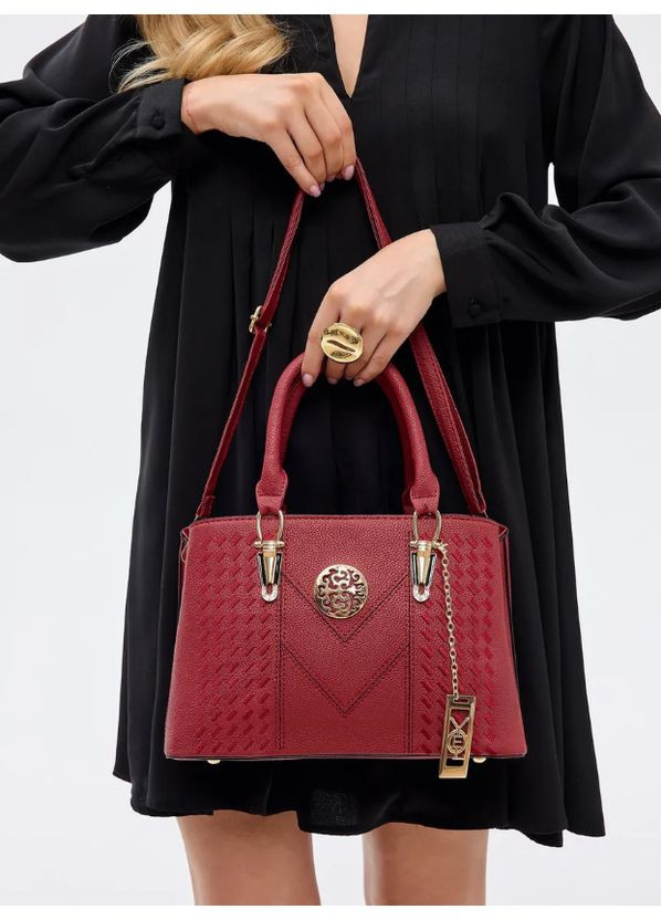 Жіноча сумка на плече з ручками, жіноча сумочка класична повсякденна з брелоком Червона OEM (358202837)