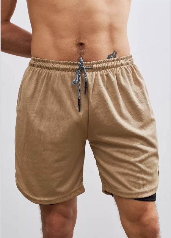 Мужские спортивные шорты с тайтсами для бега и тренировок No Brand (348317810)