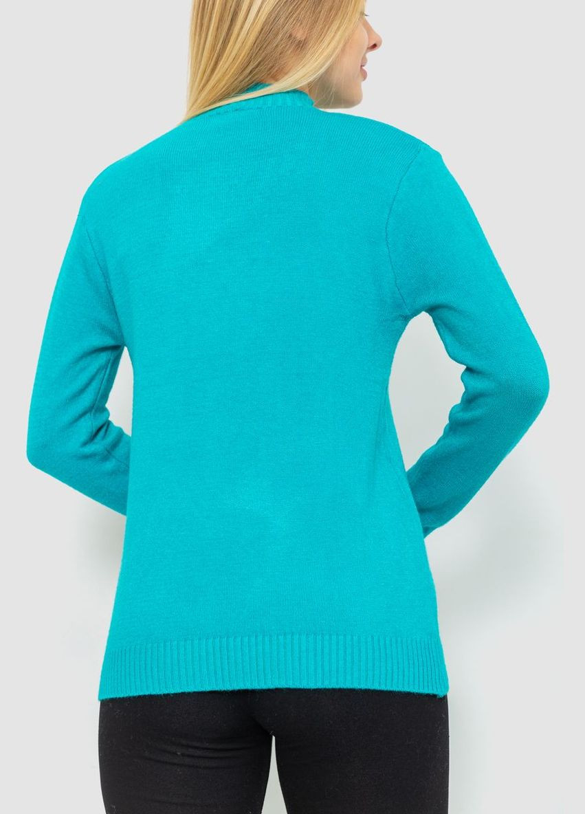 Бирюзовый зимний свитер женский, цвет светло-оливковый, Ager