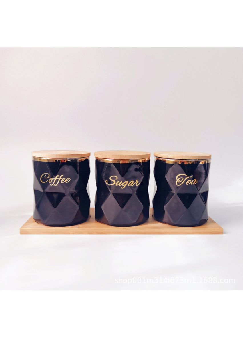 Набір банок для зберігання 18594 4 предмети чорний No Brand (361399365)