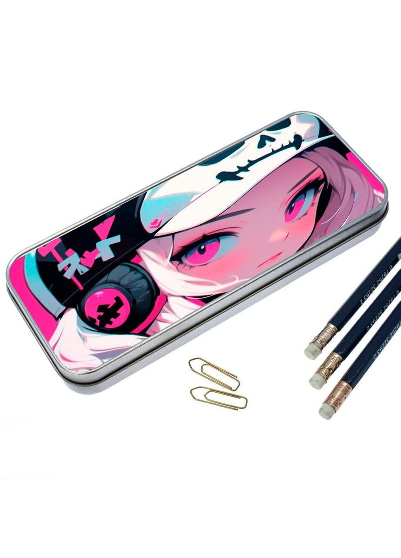 Пенал шкільний для хлопчика та дівчинки металевий дівчина арт #06 7*18 см Silver No Brand (309160856)