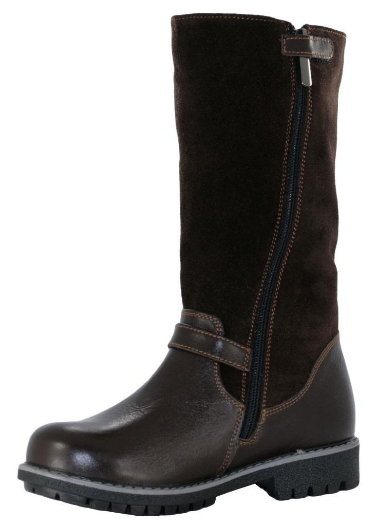 Коричневые ботинки зимние 50178 для девочек коричневые, кожа+замш. размер 31 Topitop