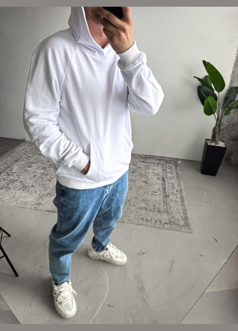 Белое мужское стильное оверсайз тощие с трендовым дизайном No Brand (370953645)