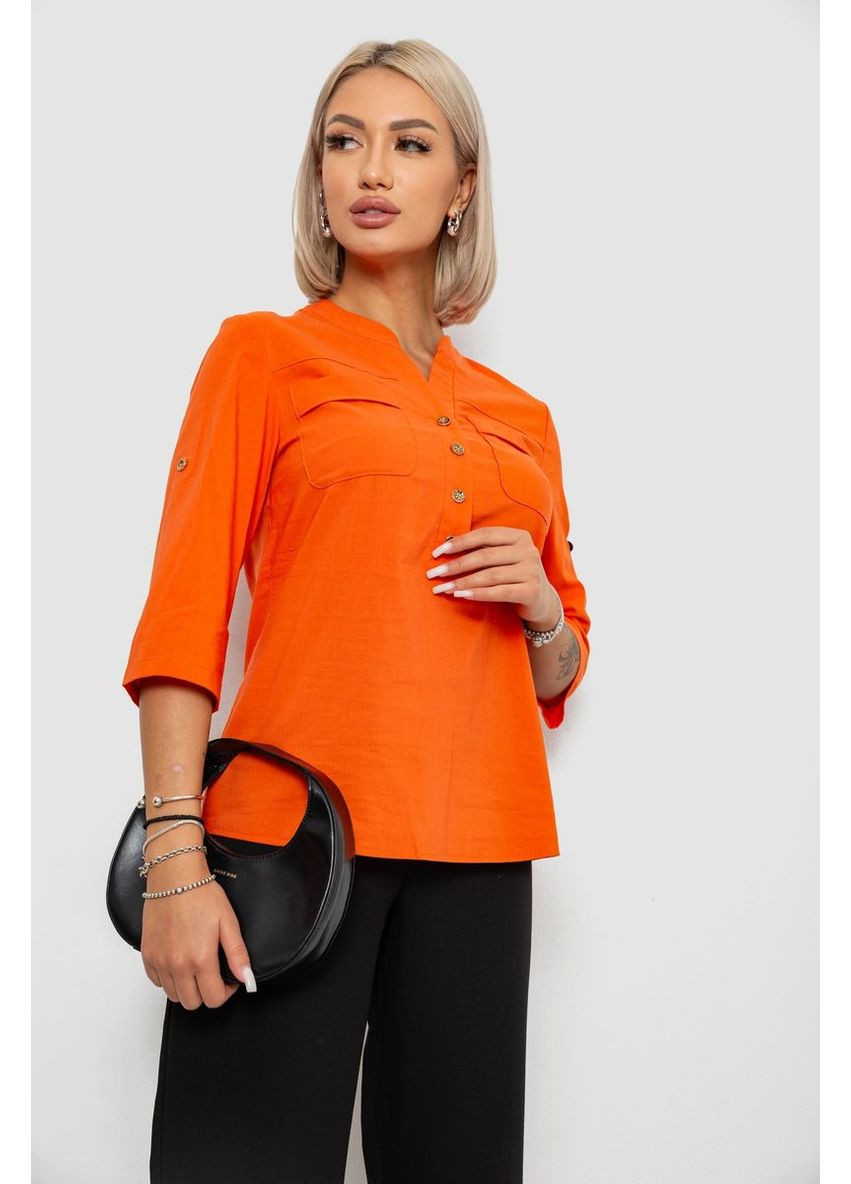 Оранжевая блуза однотонная,, 230r97-2 Ager