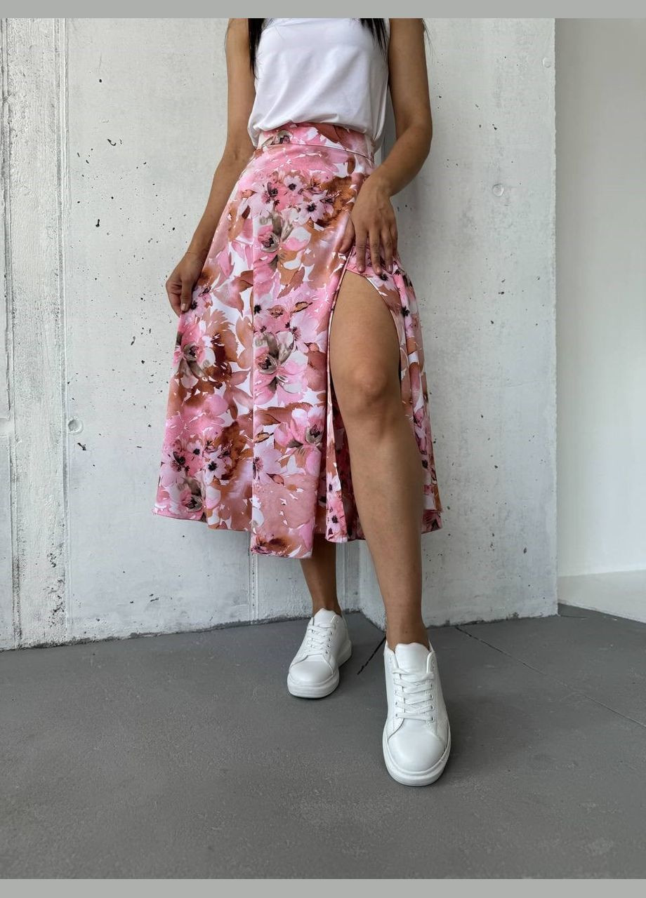 Розовая кэжуал однотонная юбка clar штапель EVVA