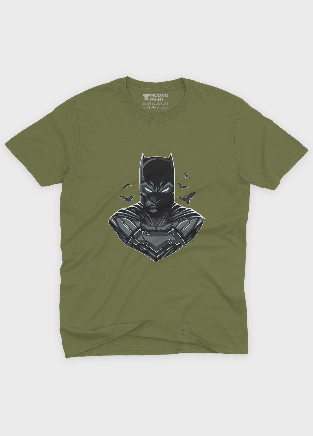Хаки (оливковая) летняя мужская футболка с принтом супергероя - бэтмен (ts001-1-hgr-006-003-026-f) Modno