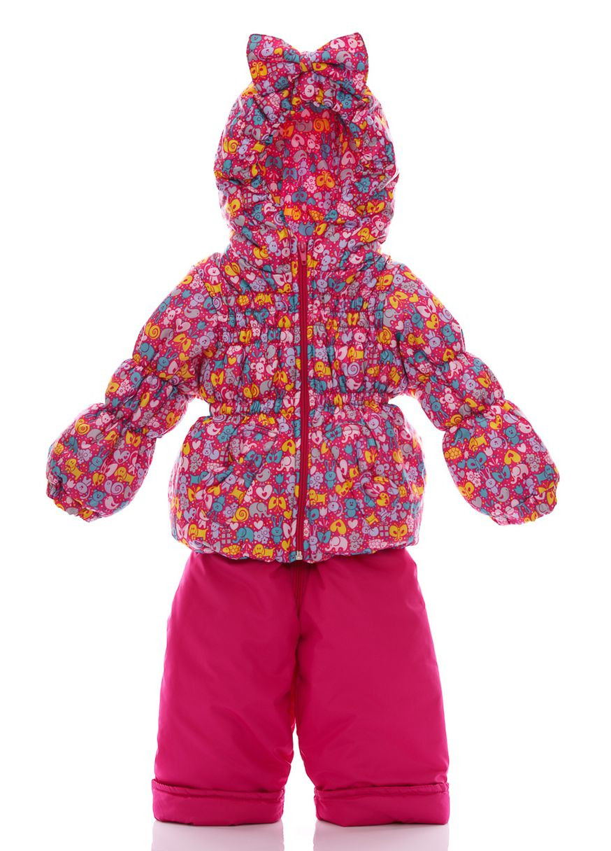 Красный демисезонный комбинезон на флисе для девочки с животными ноль кроха малиновый 86 см (27988) BABYKROHA
