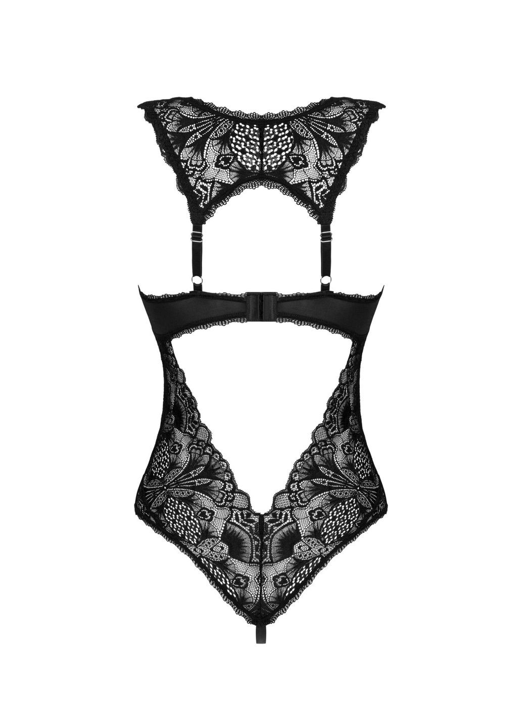 Кружевное боди Donna Dream crotchless teddy XL/2XL Black, открытый доступ Obsessive (358890724)