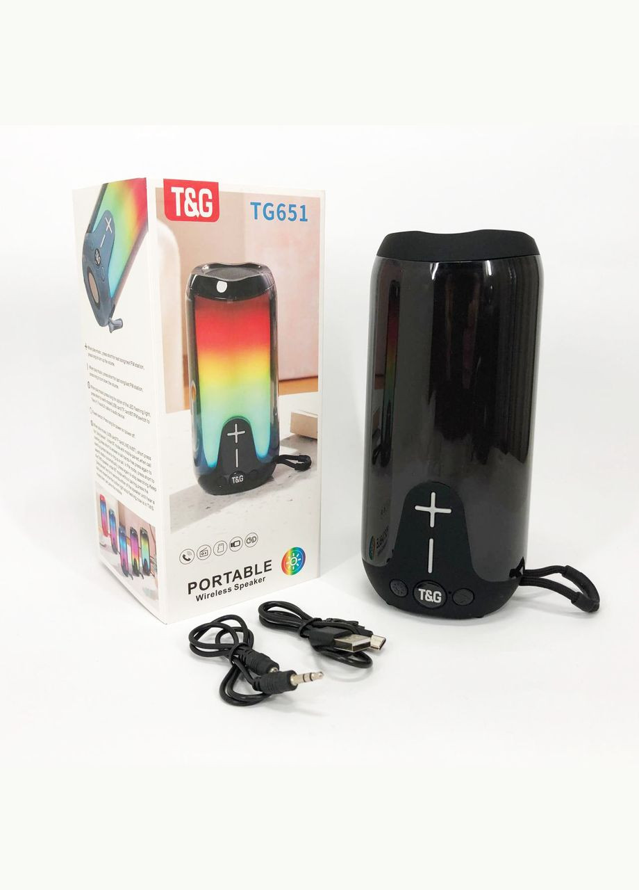 Bluetooth-колонка TG651 с RGB ПОДСВЕТОМ, аккумуляторная колонка для музыки, для вечеринки. Цвет: черный No Brand (365751956)