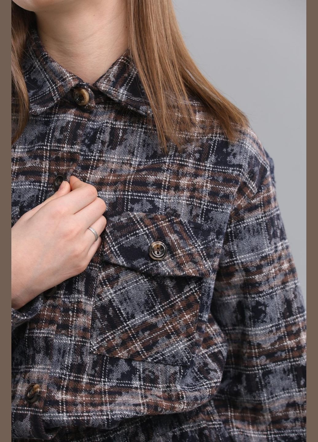 Коричневий демісезонний комплект джулі мраморний спідничний, з сорочкою IRmAS