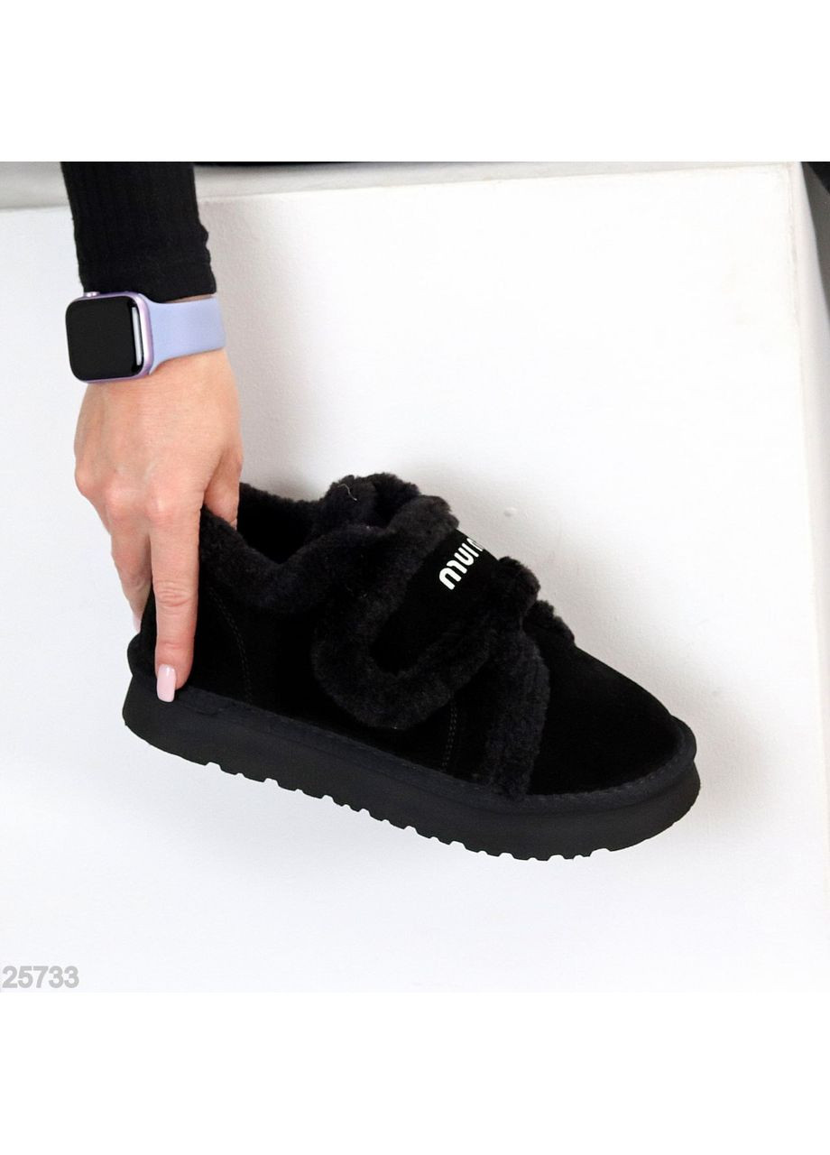 Жіночі зимові автоледі з натуральної замші та хутра, чорні, теплі, зручні, маломірять No Brand (365654944)