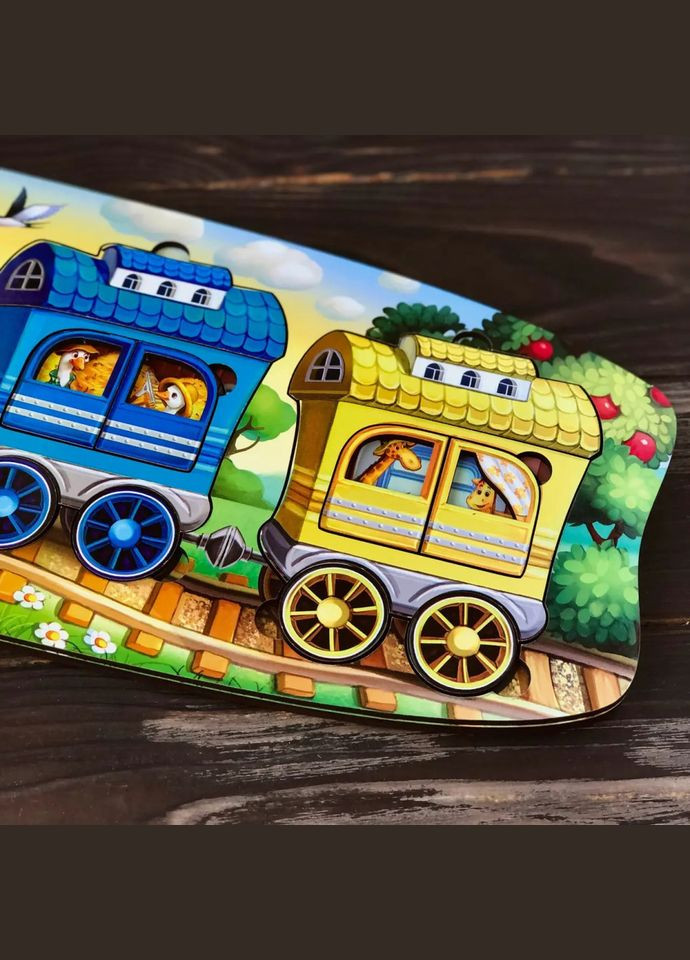 Деревянный сортер "Веселый паровозик3 вагона" (ПСФ019) PSF019 пазл-вкладыш Ubumblebees (302386396)