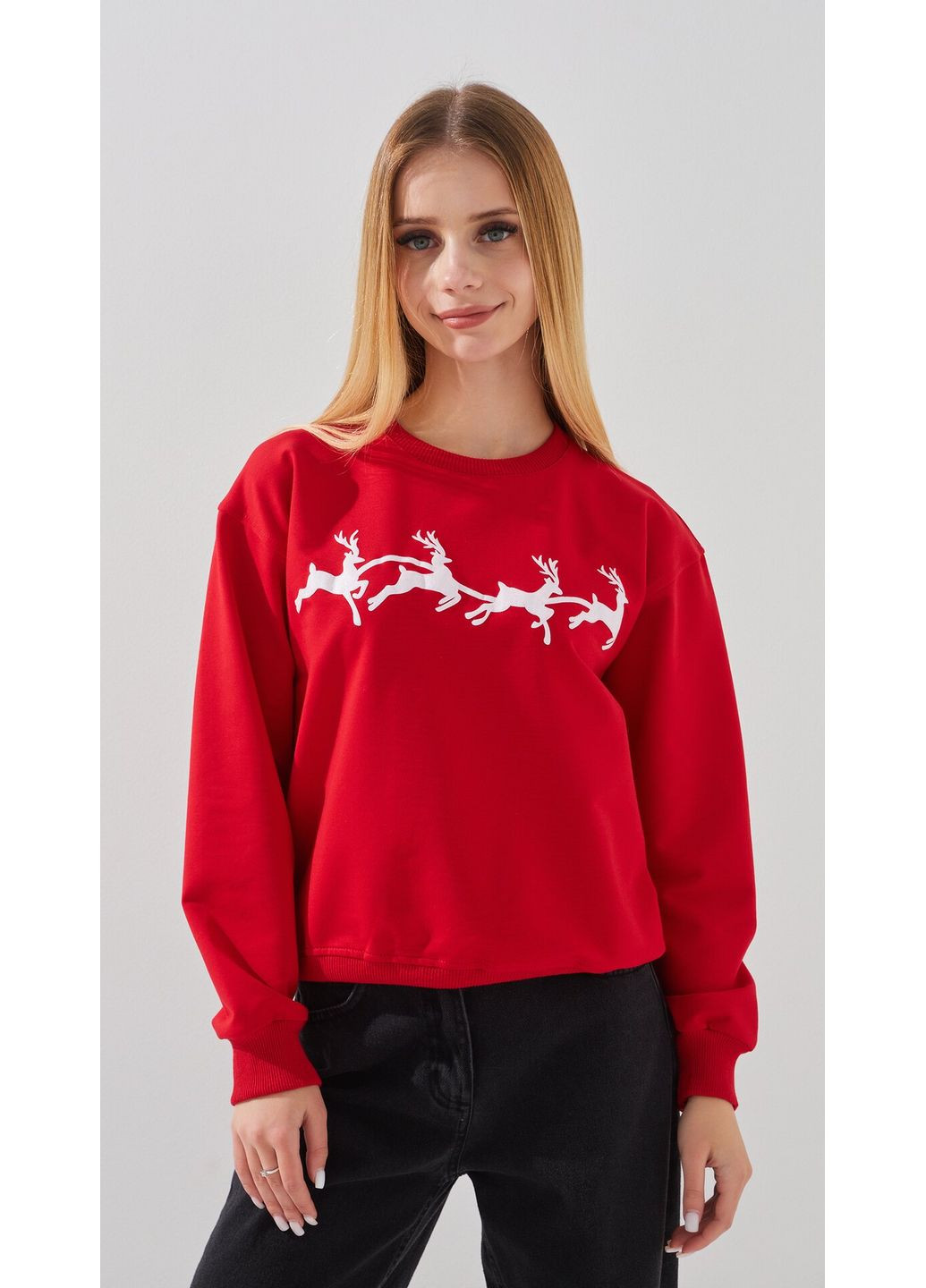 Aura Style світшот з принтом для дівчинки 1089 158 см shop (2000999331367) червоний повсякденний