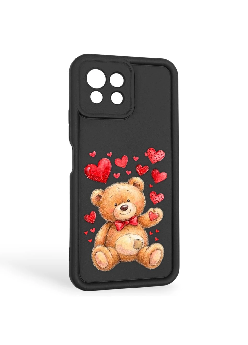 Чехол силиконовый оригинальный Soft Touch с 3D принтом милый мишка для Mi 11 Lite 5G NE черный (Полная защита камеры) Xiaomi (377093724)