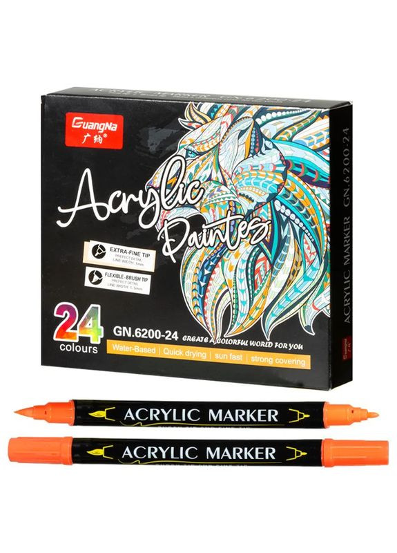 Художні двосторонні акрилові маркери 24 кольори Yover (322650469)