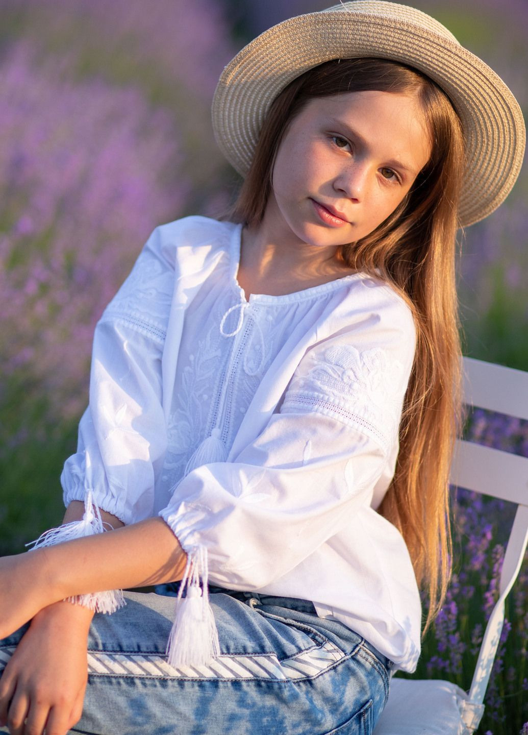 Біла вишиванка для дівчаток Едельвіка візерунок квітковий (349729486)