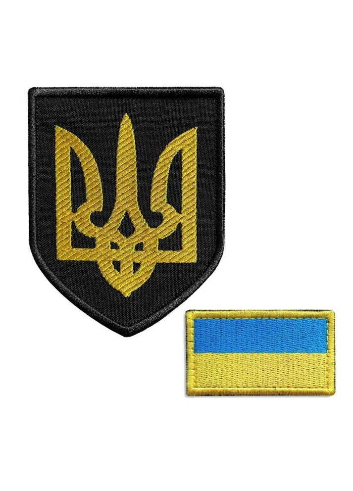 Набор шевронов 2 шт с липучкой Тризуб 7х9 см и Флаг Украины 5х3 см вышитый патч нашивка IDEIA (386252816)