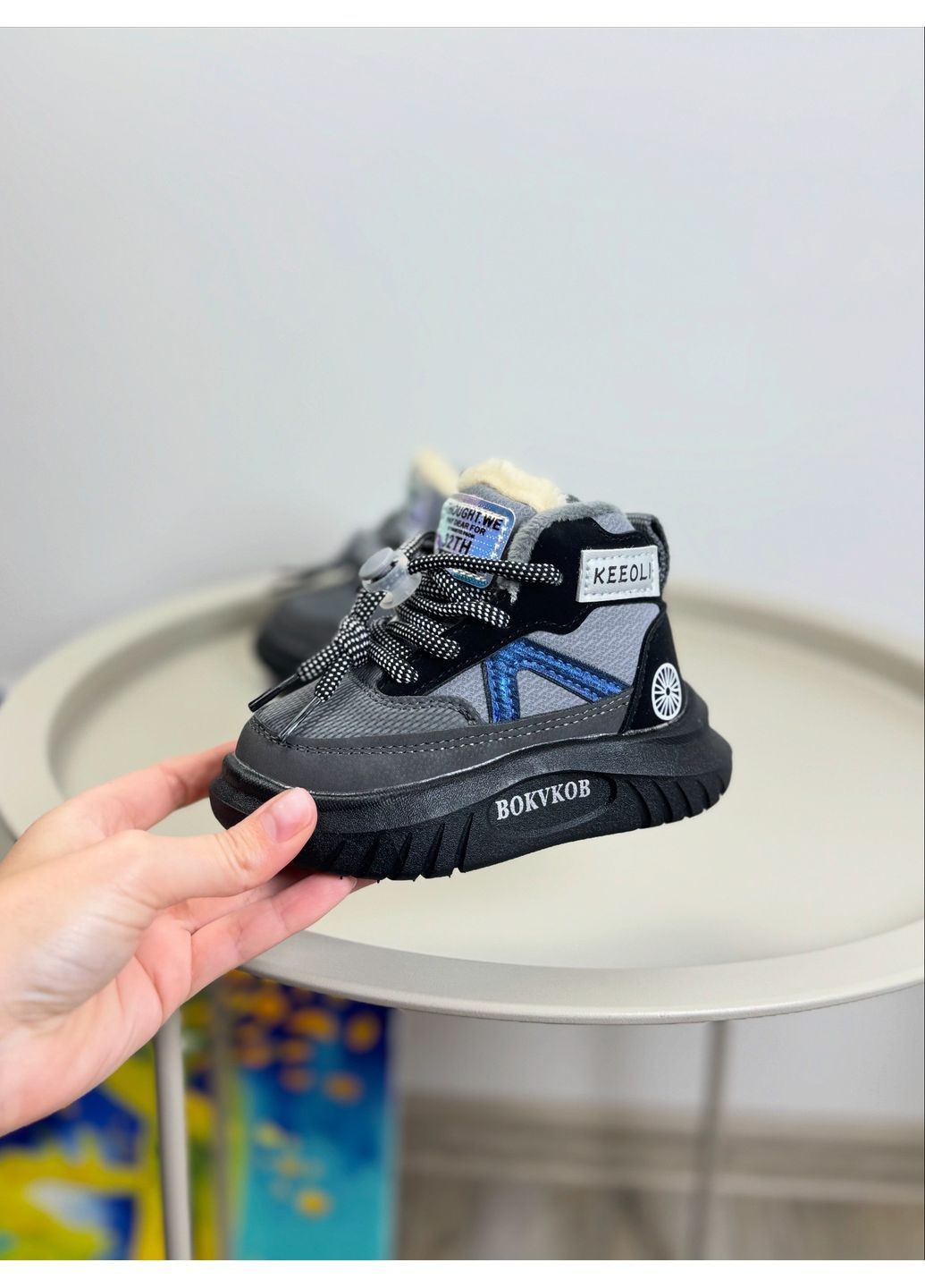 Черные повседневные осенние ботинки зимние детские черные 1570 No Brand