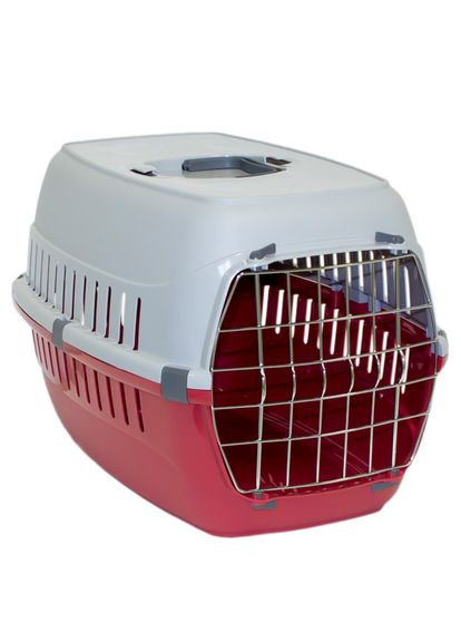 Переноска для собак і котів Road Runner 1 металеві двері 49х32х30 см Білий з рожевим Moderna (313239844)