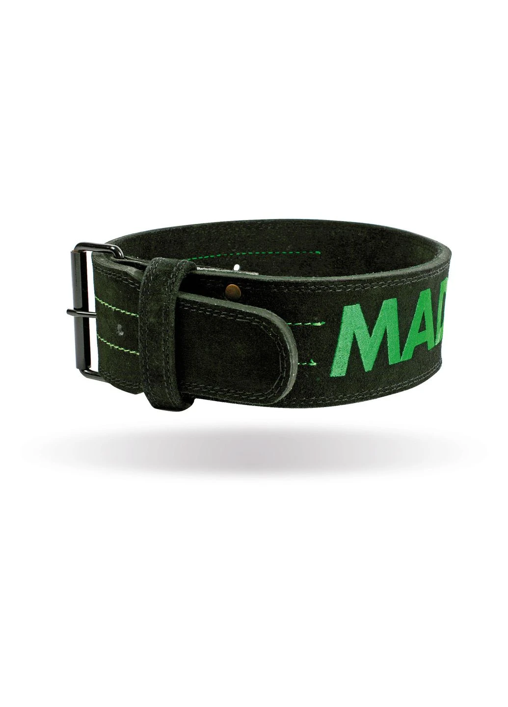 Пояс для тяжелой атлетики MFB-301 Suede Single Prong кожаный Black/Green (A-012739) Mad Max (314524554)
